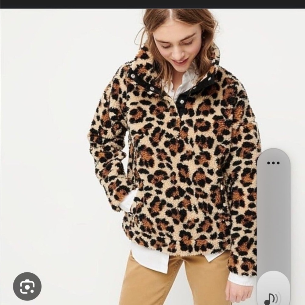 J. Crew Vintage fleece Leopard Print Teddy Jacket
